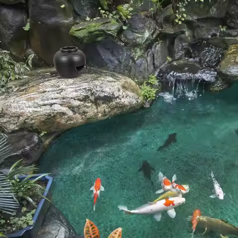 Ancient Ceramic Fish Tank Fountain Handcrafted Circulating Waterfall Jar Indoor Tabletop Zen Garden 