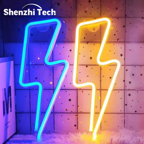 Shenzhi Tech Lightning Bolt LED Neon Sign Wall Decor USB/Battery Operated Neon Light for Home Party