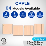 OPPLE Safety Wall Switch 2 Way 1 2 3 4 Gang Push On/Off Fireproof Roe Gold Color US EU Standard