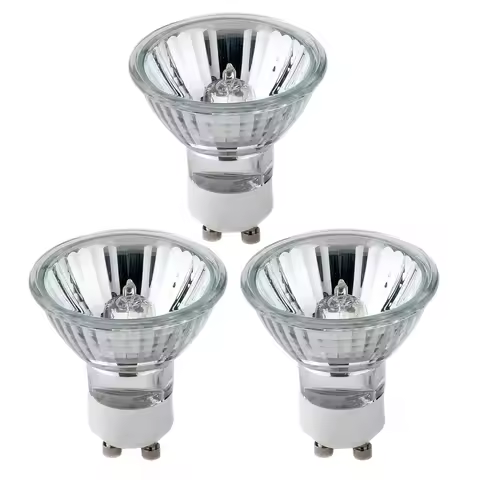 3-Piece GU10 Halogen Light Bulbs 120V 230V 35W 50W MR16 GU10 Base Bulb with Glass Cover GU10 Halogen