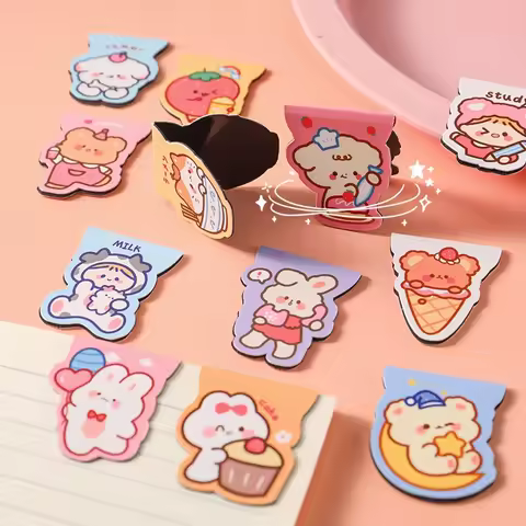 1Pcs Cute Cartoon Magnetic Bookmark Student Penanda Buku Bermagnet Stationery Supplies
