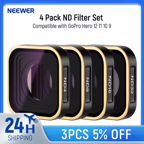 NEEWER 4-Pack ND4/ND8/ND16/ND32 ND Filter Set Compatible with GoPro Hero 12 11 10 9 Multi-Coated Neu