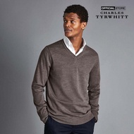 CHARLES TYRWHITT - Áo dệt kim nam cổ V tay dài Merino KNJ0318-MCA