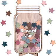 Star Jar Reward System Reward Jar Kids Incentive Reward Star Jar with Wooden Base Kids Reward Chart 