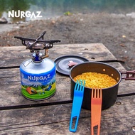 NURGAZ Camping Stove Outdoor Gas Stove Foldable Integrated Stove Disc Stove Electronic Lighting Mini