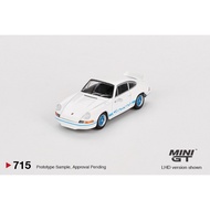 MINI GT 1/64 #715 PORSCHE 911 CARRERA RS 2.7 GRAND PRIX WHITE WITH BLUE LIVERY