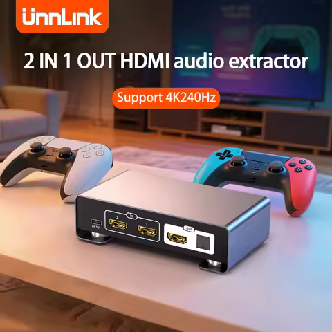 Unnlink 4K@240Hz HDMI Audio Extractor 8K 2 in 1 out Splitter Switcher 5.1 channel With SPDIF Optical