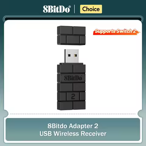 8BitDo USB Wireless Bluetooth Adapter 2 Receiver for Nintendo Switch 1, 2 PS1 Raspberry Pi Mini PS4