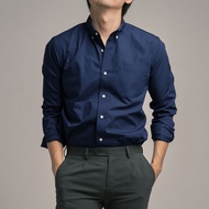 era-won Premium Quality เสื้อเชิ้ต ทรงปกติ คอปก Dress Shirt แขนยาว สี Blue