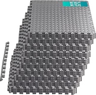 Yes4All 60 SQ. FT Puzzle/Interlocking Exercise Mat Tiles for Home Gym, Exercise EVA Foam Floor Paddi