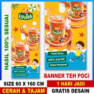 TERMURAH! BANNER POCI / BANNER SPANDUK TEH POCI KARTUN ANAK / BANNER MINUMAN UKURAN 60X160 CM