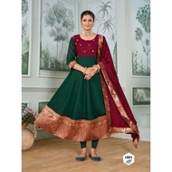 VICHITRA SILK ANARKALI KURTIS GOWN WITH PATTU BORDER WITH DUPATTA