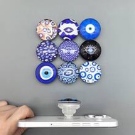 Time Gem Blue Glass Circular Pattern, Airbag Crystal Phone Holder, Phone Push-Pull Holder, Phone Gri