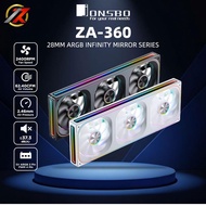 JONSBO ZA-360 ZA360 ARGB PWM FORWARD (INFINITY Mirror 4 Side 2400RPM Case/Rad Fan) | REVERSE (INFINI