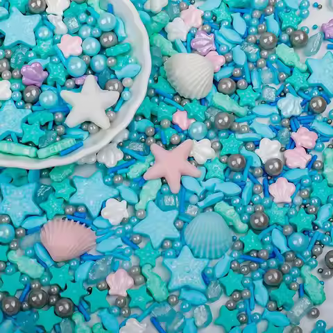 Ocean Sprinkles for Cake Decorating: Shell, Seahorse, Starfish, Fish & Pearl Sugar Mix