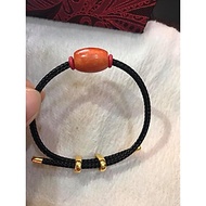 VÒNG TAY LU THỐNG KIỂU ĐÁ CẨM THẠCH CAM ĐỎ DÂY ĐEN MỚI ĐẸP KHÓA RÚT MAY MẮN TÀI LỘC XINH XẮN  TAY NỮ