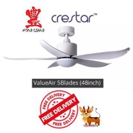 Crestar ValueAir 5Blades 48inch Remote Ceiling Fan 20w LED (Including Replacement Installation)