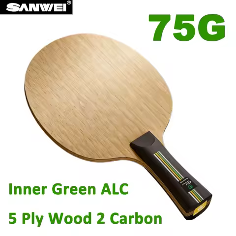 Original SANWEI 75G Table Tennis Blade Inner Green ALC 5 Wood 2 Carbon Ping Pong Paddle Professional