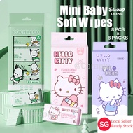 Sanrio Non-Alcohol Wet Wipes Mini Baby Wet Wipes Sanrio Licensed Portable Wet Tissue Hello Kitty Poc