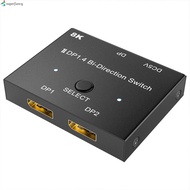 Display Port Switch Bi-Directional Manual 8K DP Splitter 1.4 Dual Monitor Switch