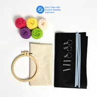 Set thêu nổi thêu xù punch needle làm móc khóa pin cài sticker| Punch Needle Set
