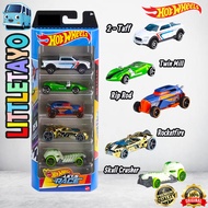 Hot Wheels Gift Pack 5 Pcs Lets Race Glow in The Dark Skull Crusher 2 Tuff Twin Mill Rocketfire