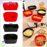 MOILYGOODSG Silicone Air Fryer Liners, with Handle Black Red Oven Liner, Air Fryer Accessories Reusa