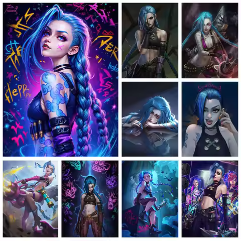 LOL Heroine DIY Diamond Painting Kit Jinx Comic Poster Diamond Embroidery Game Fans Home Decoration 
