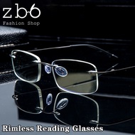 Kính Đọc Sách Không Vành Hợp Kim Titan Mắt Kính Chống Ánh Sáng Xanh Mắt Vuông Mềm Dẻo Siêu Nhẹ Dành 