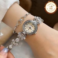 詩高迪圓形ins風時尚表鑲鑽錶帶女士手錶女款氣質手鍊石英手錶女