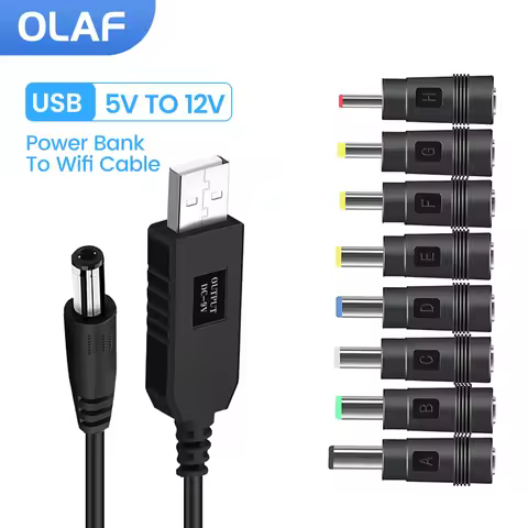 WiFi to Powerbank Cable Connector DC 5V to 12V USB Cable Boost Converter Step-up Cord for Wifi Route