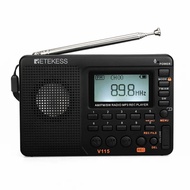 Hot RETEKESS V115 Radio FM AM SW Portable Radios AM FM Rechargeable Shortwave  Powered Full Waves US
