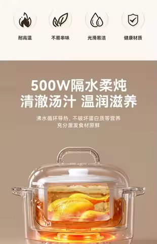 220V lotor Electric Steamer Ceramic Slow Cooker Automatic Soup Pot for Home Use AL