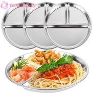 MXMUSTY Portion Control Plate, Reusable 304 Stainless Steel Divided Dinner Plates, Lightweight Weigh
