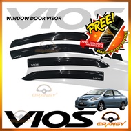 Toyota Vios Batman 2008 to 2013 OEM Window Door Rain Visor Black 2009 2010 2011 2012 Thailand Qualit