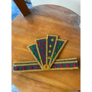 Saman Aceh Dance Crown Fan 5 Layers Handmade – Black Gold Flower Sequins | Traditional Dance Accesso