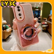 Magnetic Bracket Lens Protection Casing for Realme GT GT5 Pro NEO 2T 5SE 5G Shiny Stand  Full Coverage Shockproof TPU Soft Glitter Holder Cover