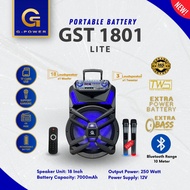 G-Power Speaker Bluetooth GST 1801 Lite Free 2 Microphone Wireless Speaker Portable Garansi Resmi