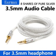 For MDR-1A 1AM2 1ABAT 950BT SR5 MSR7 SHP9500 H2 H4 Earphone Replaceable 8-Strand Bold Pure Silver 3.