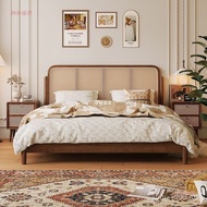 Rattan Bed 1.8m Japanese Retro Household Bed Double Bed 1.2m Single Bed Small Apartment 1.5m Solid W