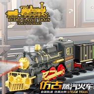 Smoke-Emitting Electric Train Classic Cross-Border Toy Track Train with Music Christmas Lights Smoke