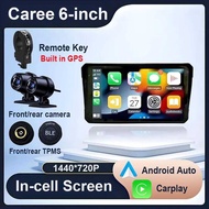 6 inch Screen 1440*720P Navigation Wireless CarPlay Auto Motorcycle GPS Motor DVR Monitor TPMS Optio