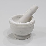 Stones And Homes Indian White Mortar and Pestle Set Large Bowl Marble Stone Molcajete Herbs Spices for Kitchen and Home 4 Inch Polished Decorative Round Medicine Pills Stone Grinder - (10 x 8 cm)