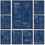 Modern Star Trek Blueprints Posters Canvas Prints Painting Vintage Wall Art Pictures for Living Room