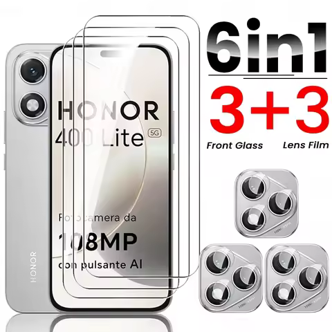6 In 1 9H Clear Tempered Glass For Honor 400 Lite Honar Honer 400Lite Light 5G Screen Protectors Cam