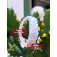 Jadite A Marble Bracelet Carved with Peony Beads 8.5mm Svip