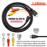 1.5M 1080P HDMI to RCA Male Cable AV HD Signal Convert Cord for DVD Blu-ray Player/CRT TV/PC/Monitor