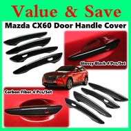 Mazda CX-60 CX-80 Door Handle Cover Trim Garnish Carbon Fiber Glossy Black Exterior Car Accessories 