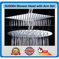 ULTRA THIN STAINLESS STEEL SQUARE BATHROOM SHOWER HEAD WITH ARM SET