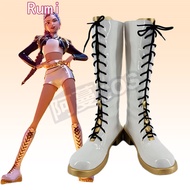 1 Anime Kpop Demon Hunters Rumi Cosplay Costume Shoes White Handmade Faux Leather Boots Carnival Par